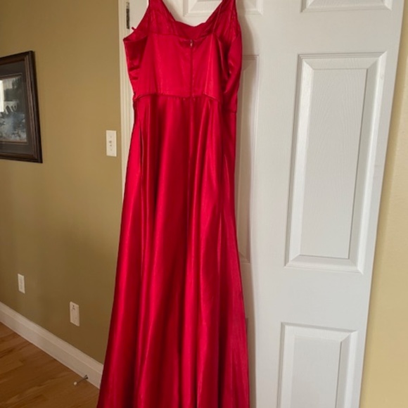 Red Satin Prom Dress - Picture 2 of 2